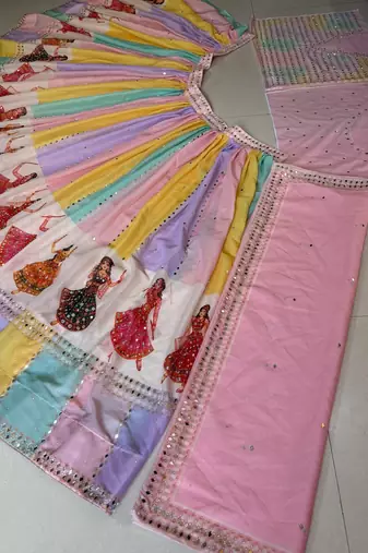 Printed Georgette Fabric Lehenga Choli Set For women's