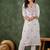 Grey silk blend thraed embroidered free size suit