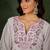 Grey silk blend thraed embroidered free size suit