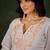 Grey silk blend thraed embroidered free size suit