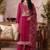 Pink organza zari embroidered   sequins and beads free size suit