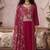 Pink organza zari embroidered   sequins and beads free size suit