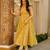 Yellow blended cotton printed free size suit