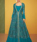 Blue silk blend embroidered   sequins free size top