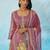 Lavender fancy fabric thread and sequins embroidery free size suit