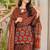 Brown blended cotton digital print free size suit