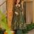 Dark green cotton silk floral printed free size suit