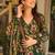 Dark green cotton silk floral printed free size suit