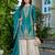 Blue fancy fabric embroidered free size suit