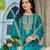 Blue fancy fabric embroidered free size suit