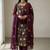 Wine georgette multi thread and sequins embroidery work free size suit
