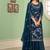 Teal blue georgette embroidered & sequins free size suit