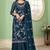 Teal blue georgette embroidered & sequins free size suit