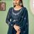 Teal blue georgette embroidered & sequins free size suit