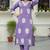 Lilac silk blend floral printed free size suit