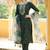 Dark green viscose rayon embroidered free size suit