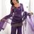 Purple silk blend embroidery sequence and jari work with back side fancy dori pattern free size suit