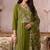 Green organza zari embroidered   sequins and beads free size suit