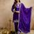 Purple silk blend embroidered free size suit