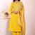 Yellow silk blend embroidered free size suit