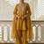 Mustard cotton silk zari embroidered & sequins free size suit