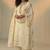 Cream georgette embroidered with multi thread and sequins work along with khatli work free size suit