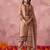 Peach georgette thread embroidery & sequins free size suit
