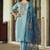 Blue viscose rayon embroidered free size suit