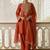 Orange cotton silk zari embroidered & sequins free size suit