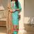 Blue blended cotton embroidered   sequins & printed dupatta free size suit