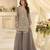 Grey georgette embroidered   sequins   beads   stone free size suit