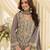 Grey georgette embroidered   sequins   beads   stone free size suit