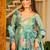 Blue cotton silk digital print free size suit