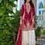 Red fancy fabric embroidered free size suit