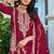 Red fancy fabric embroidered free size suit