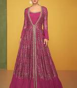 Rani pink silk blend embroidered   sequins free size top