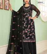 Black georgette embroidered & sequins free size suit