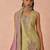 Green fancy fabric zari/thraed embroidery   sequins & stone free size suit