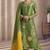 Green silk blend embroidery & sequins  free size suit