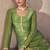 Green silk blend embroidery & sequins  free size suit