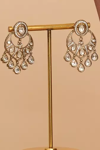 Gold plated kundan long haar necklace set