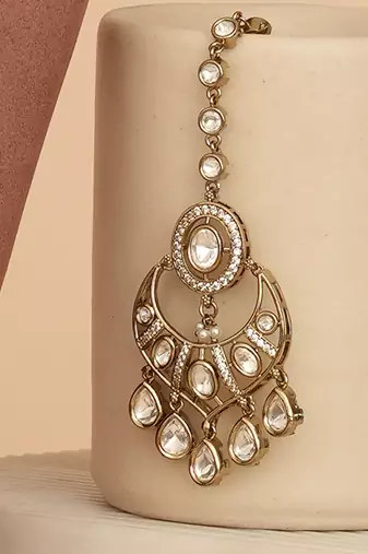 Gold plated kundan long haar necklace set