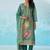 Blue fancy fabric thread and sequins embroidery free size suit