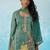 Blue fancy fabric thread and sequins embroidery free size suit