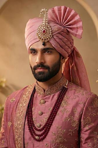 Royal ruby red kundan groom kalangi