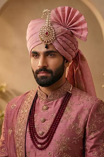 Royal ruby red kundan groom kalangi
