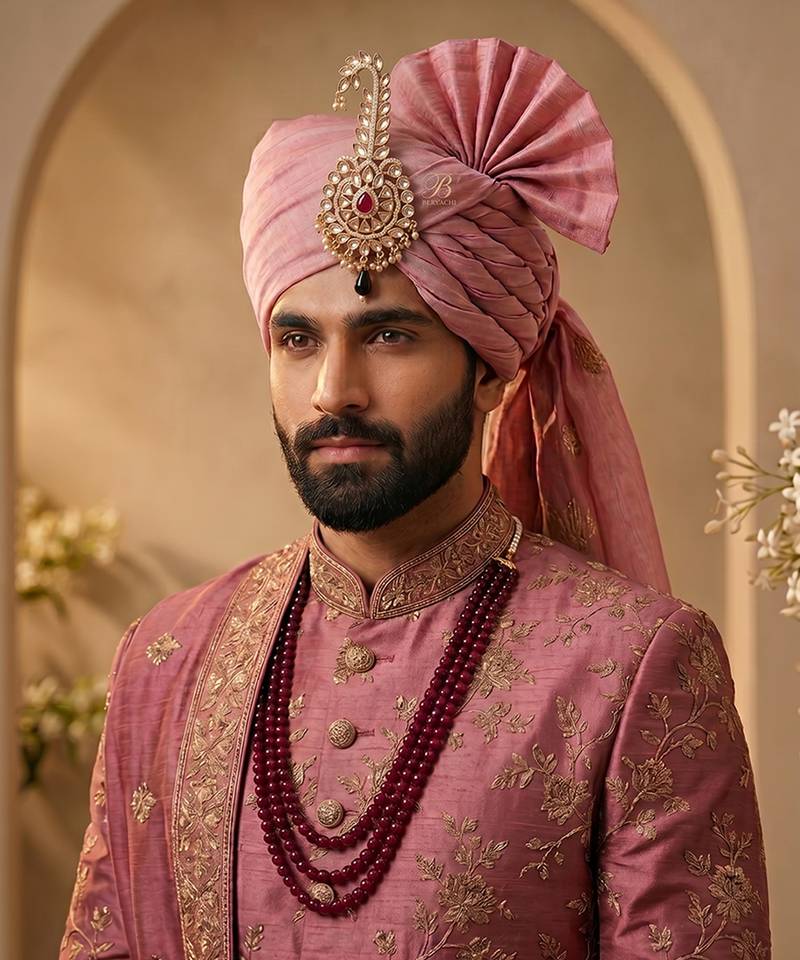 Royal ruby red kundan groom kalangi