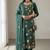 Teal green georgette multi thread and sequins embroidery work free size suit