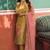Yellow silk blend embroidered   thread work & sequins free size suit