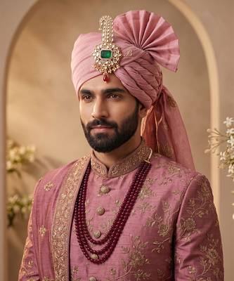 Gold plated green kundan groom kalangi 1